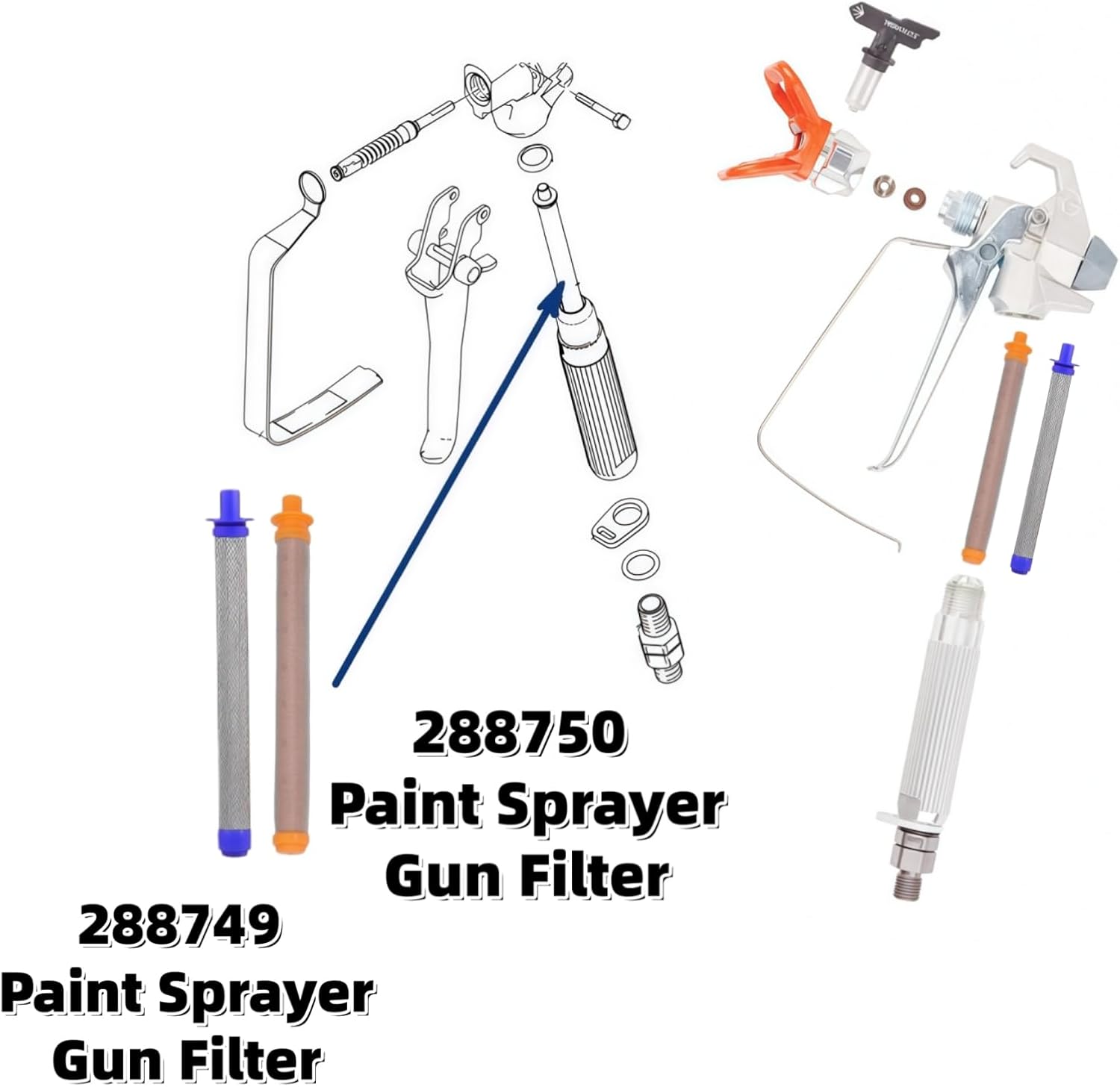 (3+5+5+6PK) Replaces for Graco Paint Sprayer 288716 3/4” Pump Inlet Strainer 288749 288750 288747 60 100 40 Mesh Gun Filters InstaClean Manifold Filter Fits Graco Magnum X5 X7 ProX7 ProX9 SG2 SG3