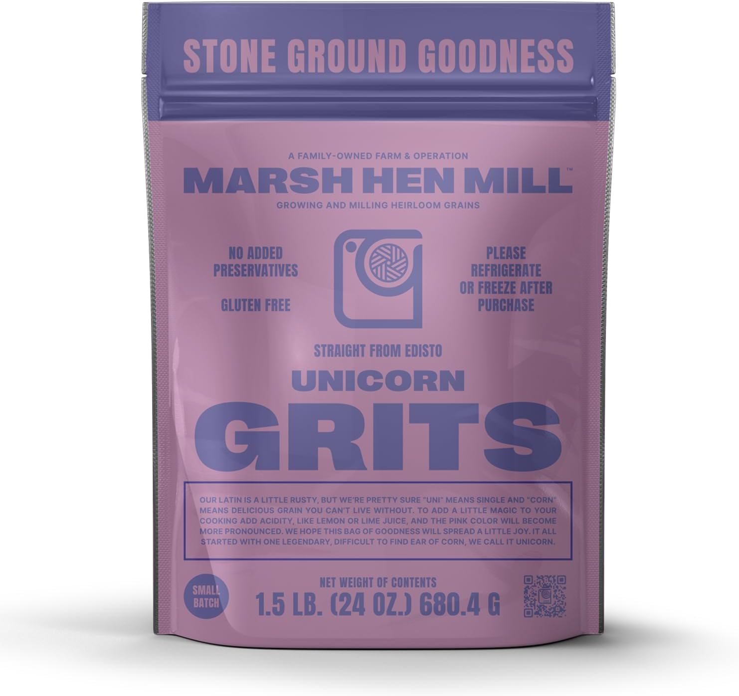 - Unicorn Grits โ Stone Ground Heirloom Blend of Pink Corn | Old-Fashioned Corn Grits | Gluten-Free & No Additives | Pure All-Natural Corn | 24 oz (Pack of 1)