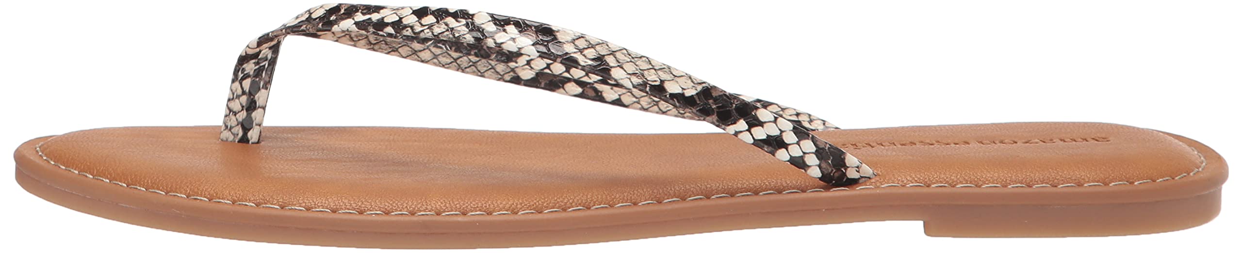 Amazon Essentials Women's Thong Sandal: 7.5 Wide Black White Snake Print