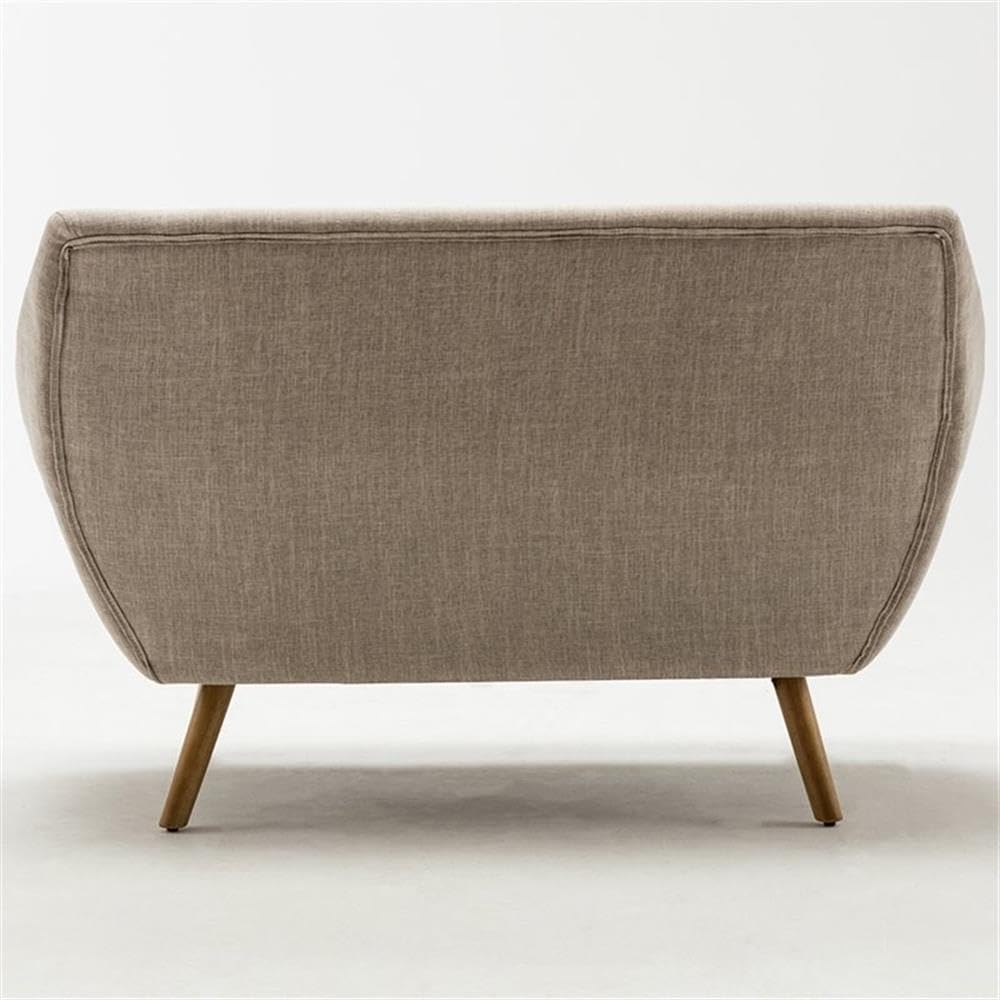 Pemberly Row Mid-Century Tufted Foam Cushion Loveseat, 53" w x 33.5" h x 30.25" d, Rubberwood Frame, Gray Fabric Upholstery, Button-Tufted Backrest, Two-Tone Style, Living Room Seating for 2