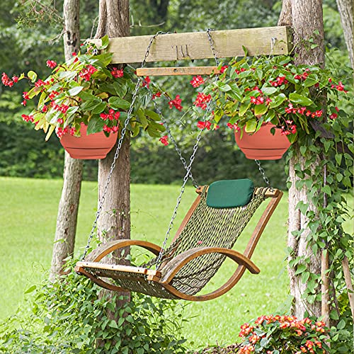 T4U Plastic Hanging Planter Self Watering Basket With Detachable Base 7 Inch Red Set Of 2 - Round Hanging Flower Plant Pot Deep Reservoir Container Box For House Plants Home Garden Decoration #TOP3