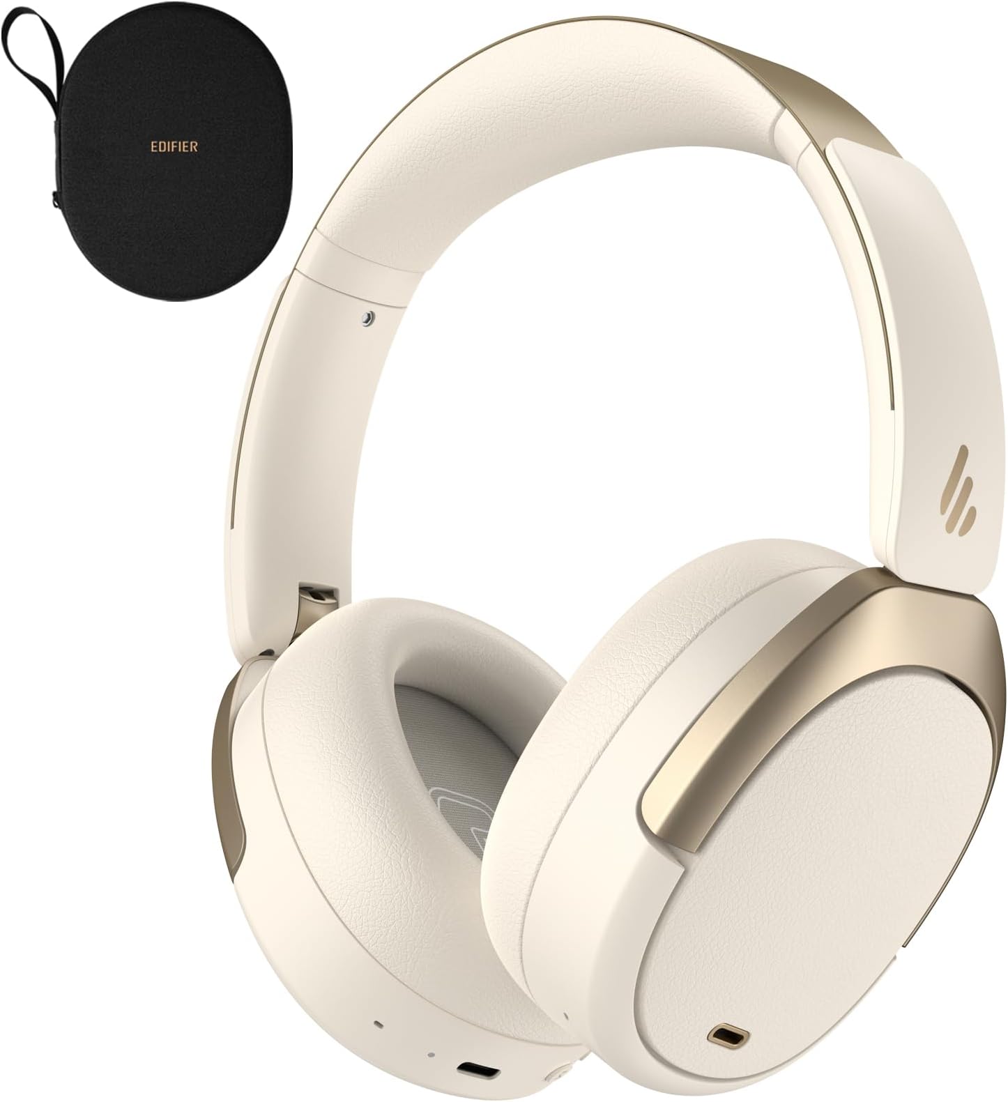 EdifierWH950NB Hybrid Active Noise Cancelling Headphones - LDAC Codec with Hi-Res Audio and Custom EQ via App after 55H Playtime with Foldable Wireless Over-Ear Bluetooth V5.3 Headphones - Ivory
