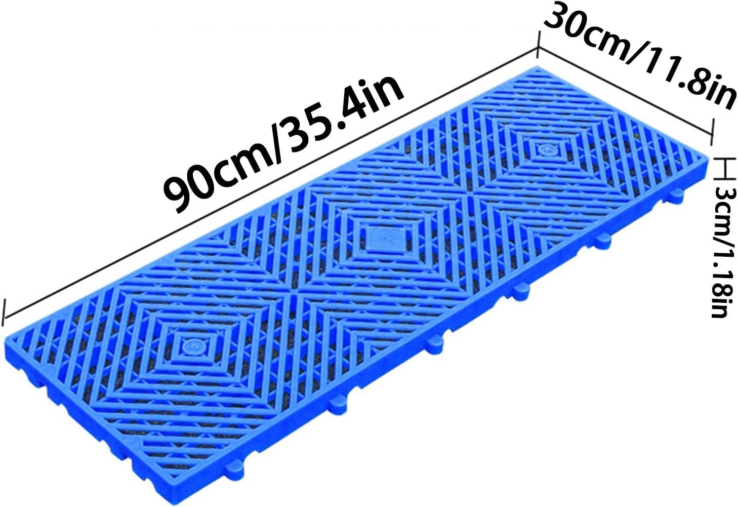 Plastic Pallets, Breathable Grid Ventilated Pallet, Waterproof Storage Grid Mat, Nestable Blue Plastic Pallet, HDPE Anti-Slip, Reusable for Supermarket Pet Garage Outdoor(90x30cm(35.4x11.8in))