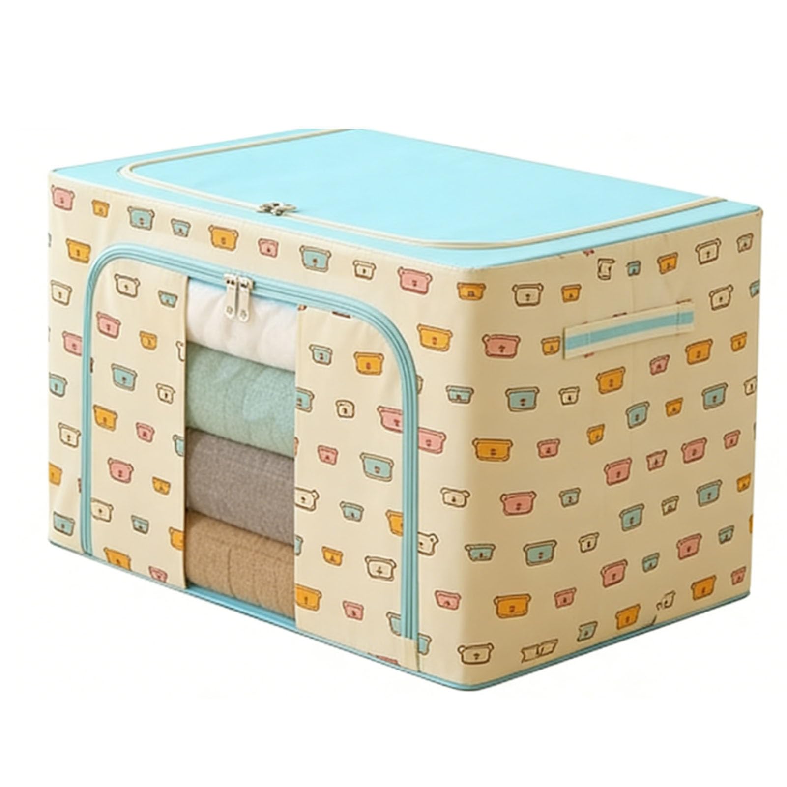 SIXRUN Cestino Portaoggetti Pieghevole per Abiti, Organizer per Armadio in Tessuto con Coperchio, Contenitore per Armadi 50x40x33 Cm per Guardaroba della Camera da Letto, Design Lavabile, Chiusura