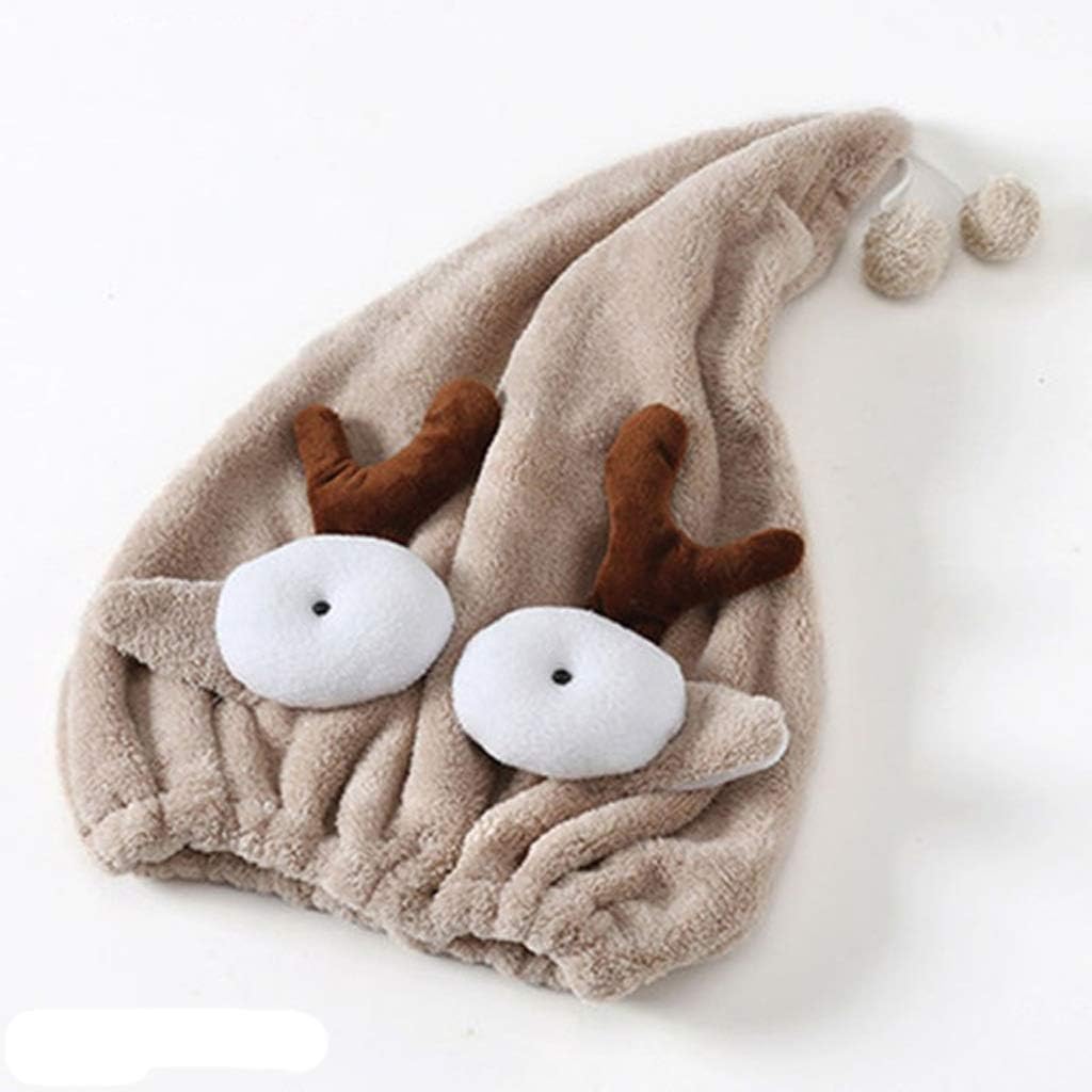 Shower Cap Cartoon Hair Turban Hygroscopicity and Breathability Microfiber Wrapped Towel Cap Dry Hat(Pink Mouth)