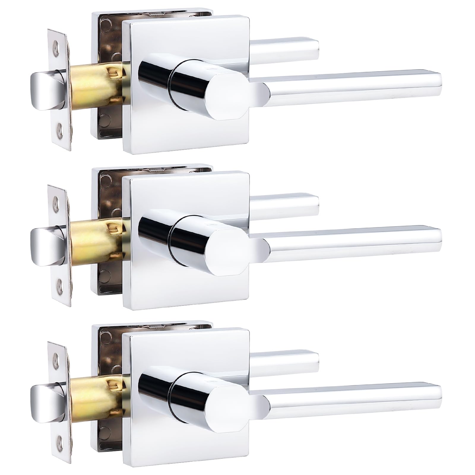 Probrico Door Handle with Lock - Brushed Nickel -25