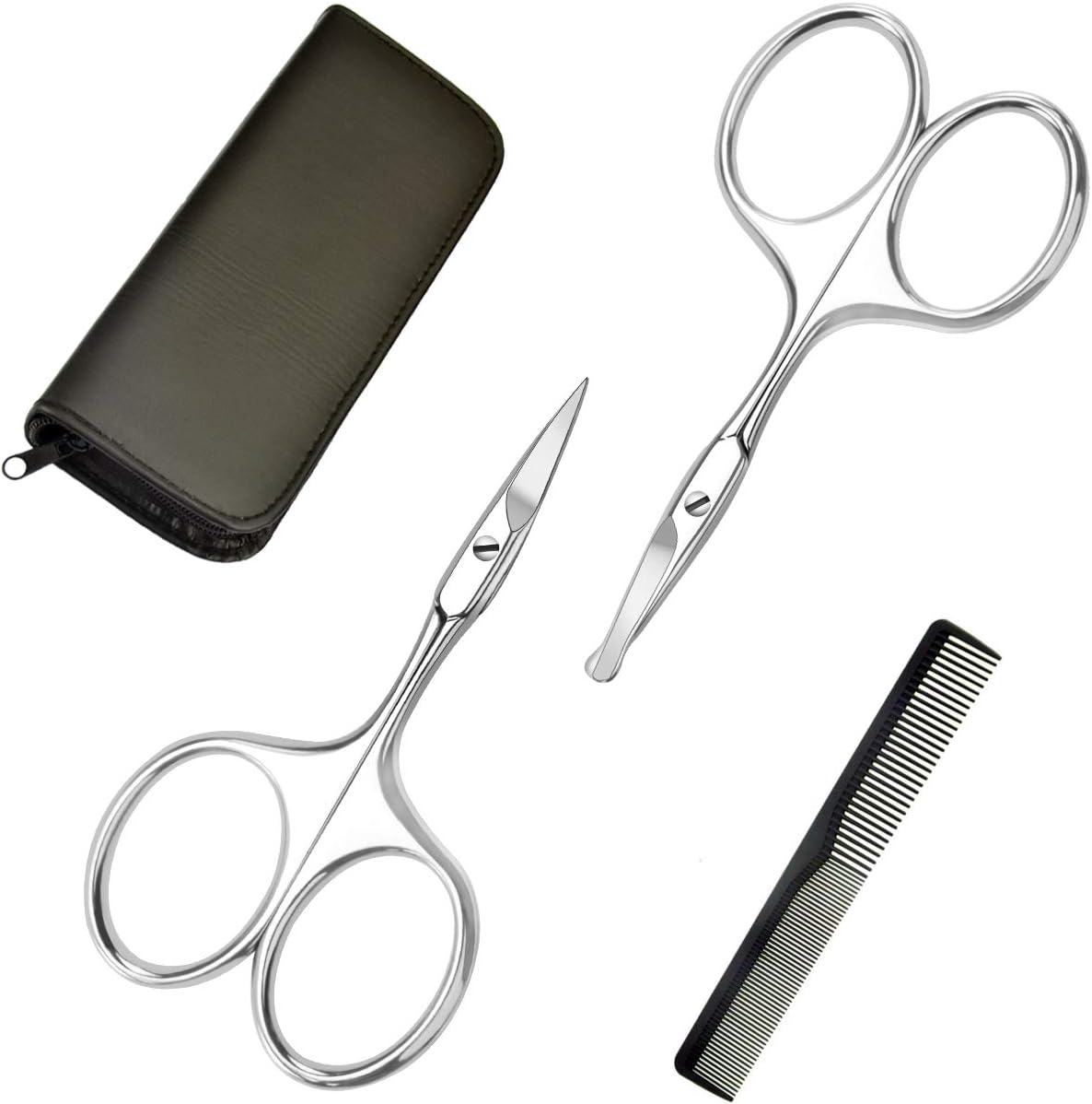 Eafing Nose hair Scissors & Mustache Trimmers, Beard, Eyebrows & Eyelashes Trimming Scissors with Larger Finger Rings