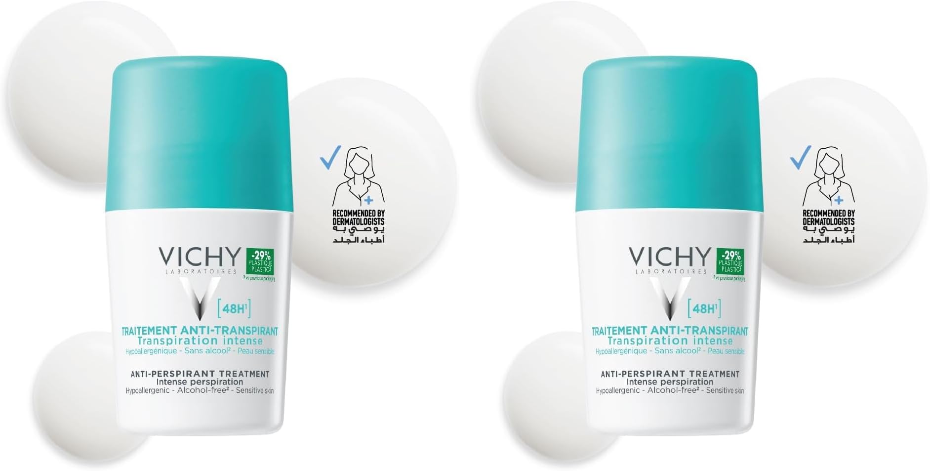 Vichy 48 Hour 'No-Trace' Anti-Perspirant Deodorant Roll On,50 ml (Pack of 1)