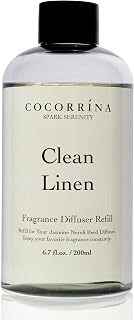 COCORRÍNA Clean Linen Scented Reed Diffuser Set with 8 Sticks, 6.7oz Long-Lasting Fragrance for Bedroom & Bathroom