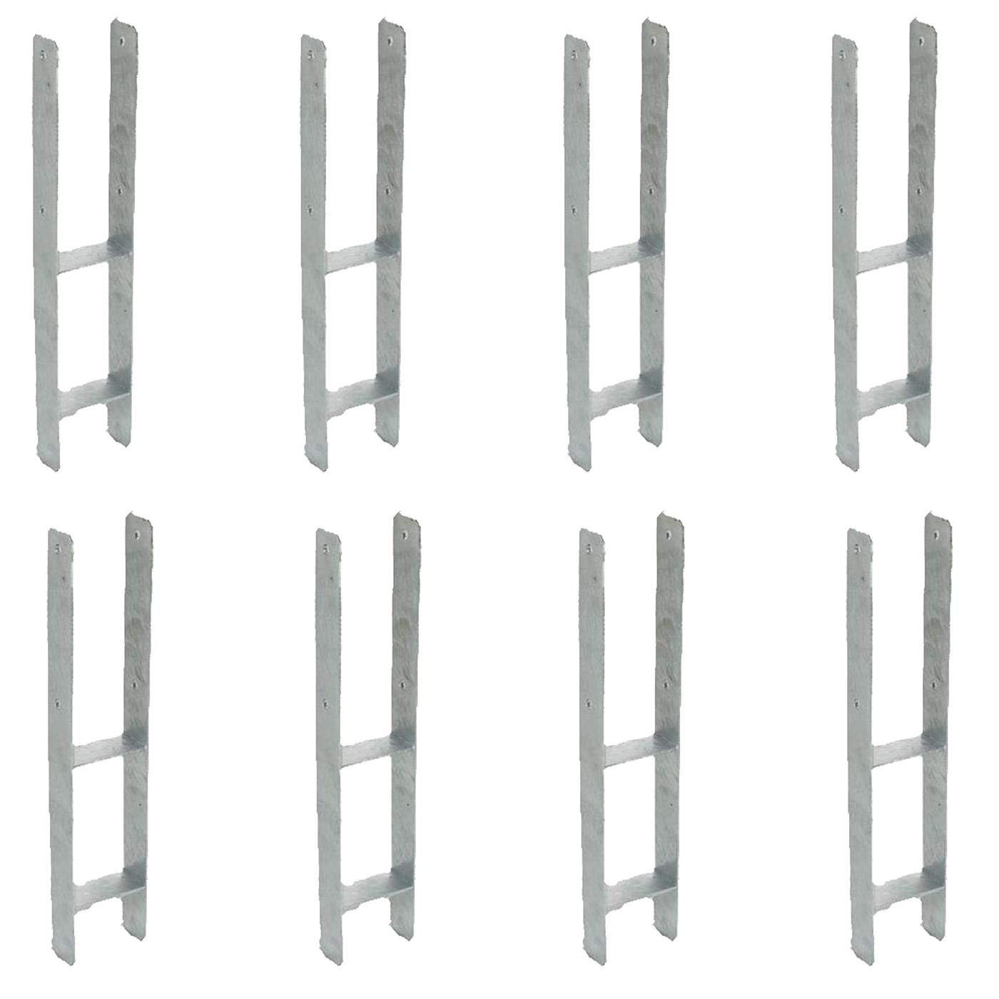 Gardopia Sparpaket: 8 x 101mm Pfostenträger H-Form Feuerverzinkt zum Einbetonieren