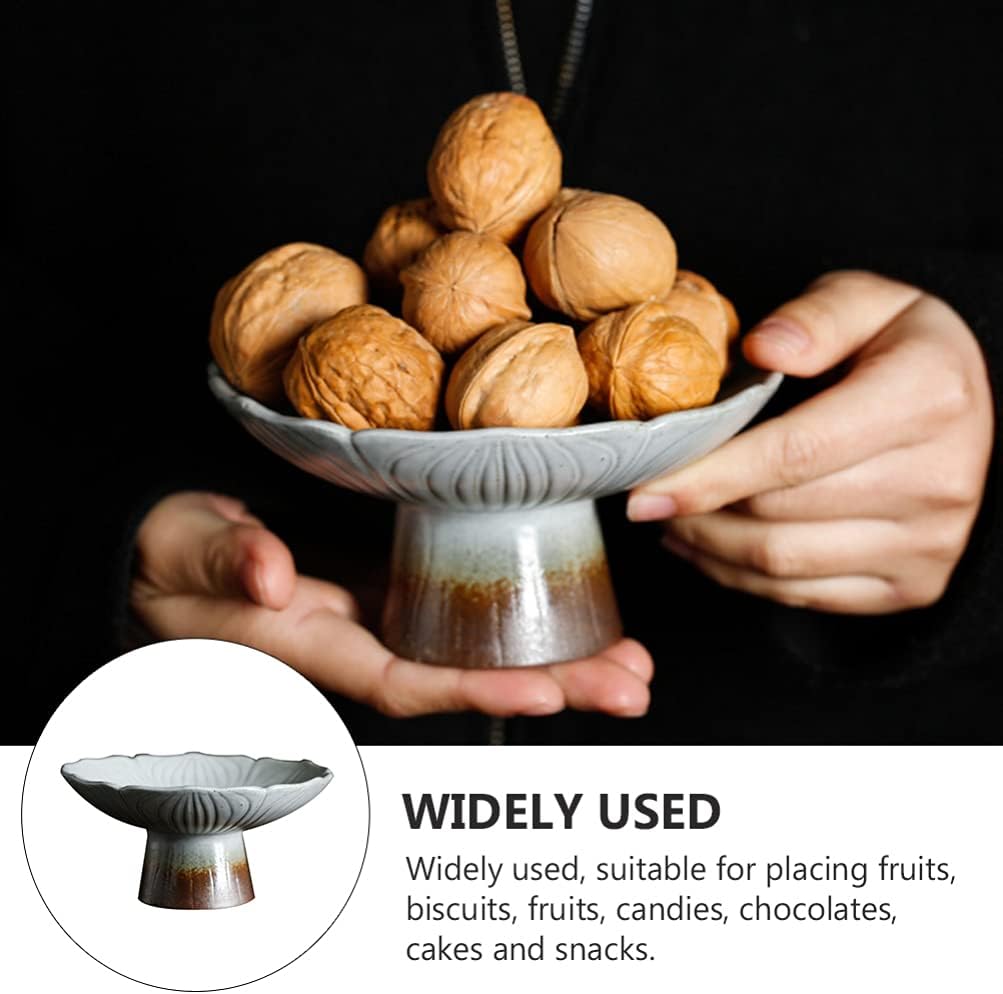 Cupcake Toppers Footed Serving Plate Vintage Ceramic Serving Storage Bowl Decorative Fruit Bowl Dessert Display Stand for Cakes Fruit White Cupcake Containers