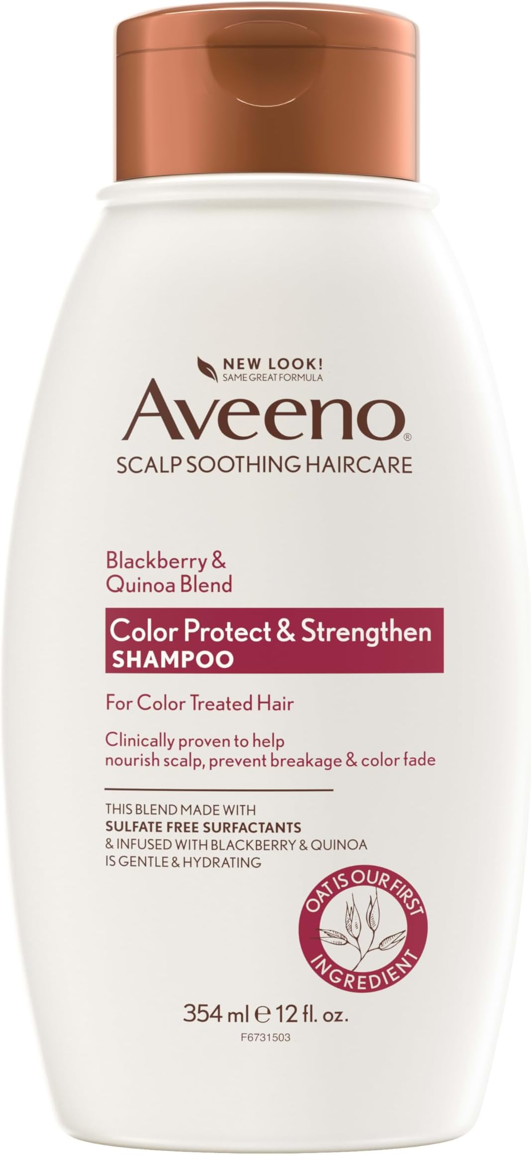 Blackberry Quinoa Protein Blend Sulfate-Free Shampoo for Color-Treated Hair Protection, Daily Strengthening & Moisturizing Shampoo, Paraben & Dye-Free, 12 Fl Oz