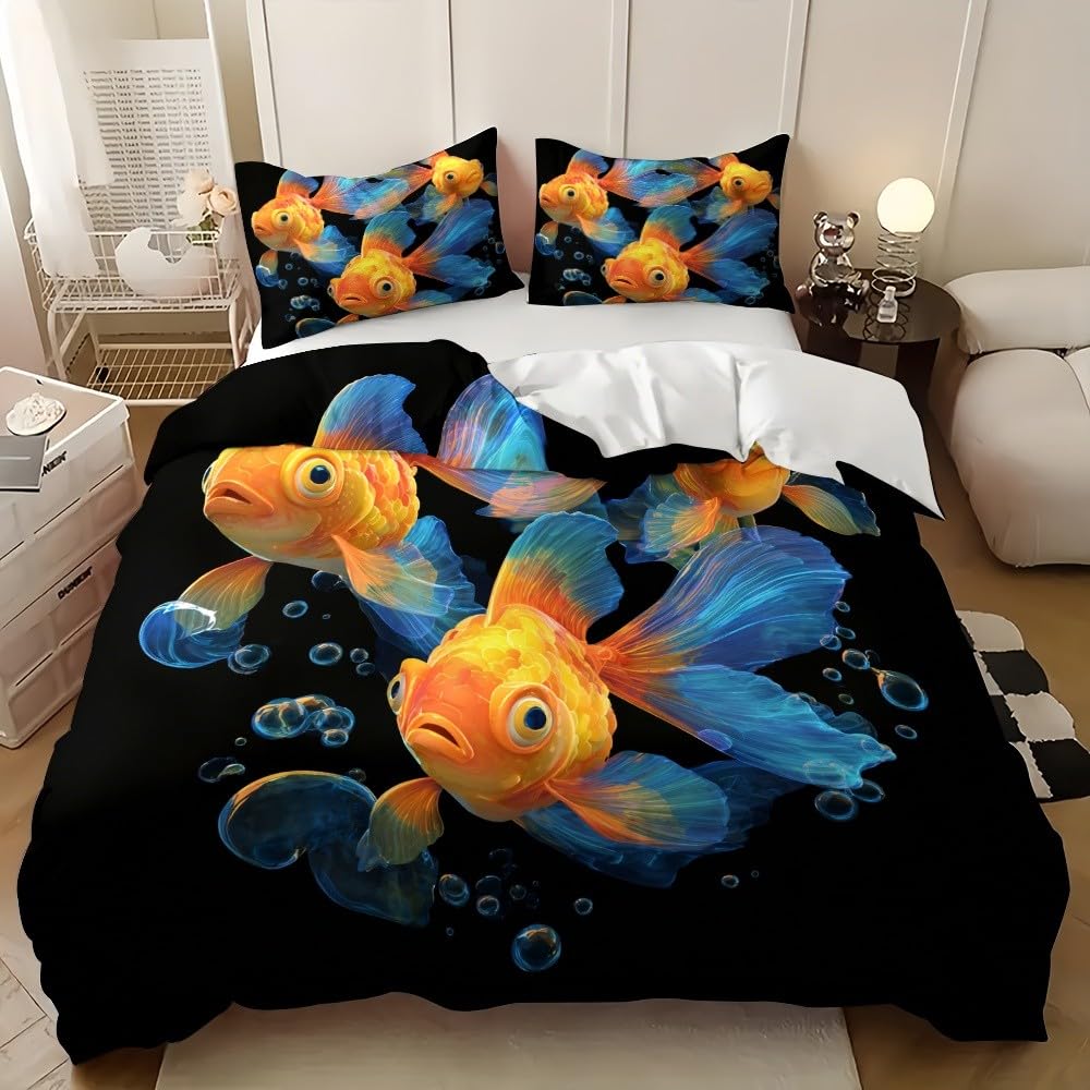 Housse de couette 140x200 cm poisson rouge pour créer un cocon zen dans votre chambre