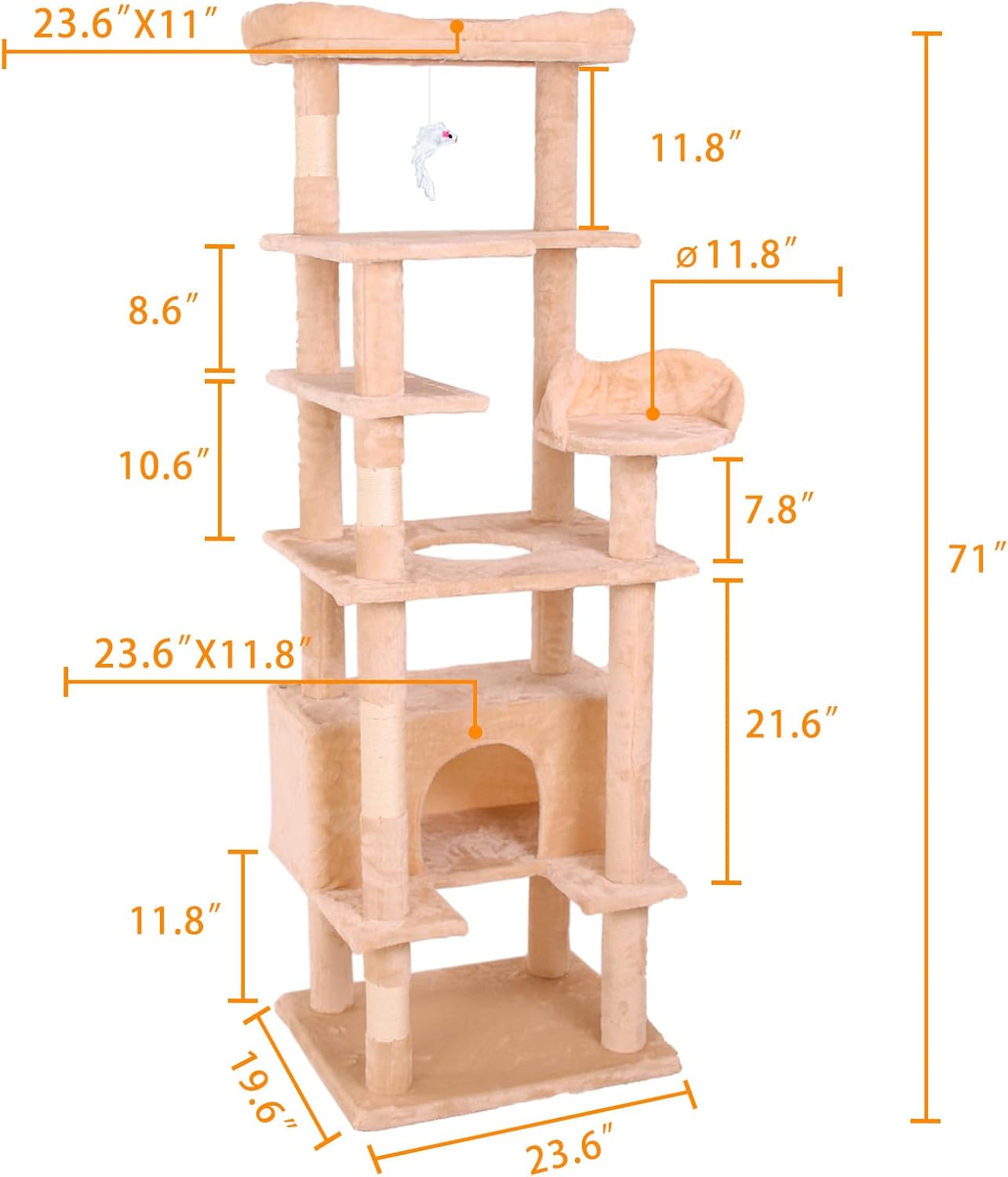 review cat Tower with Scratching Post Multi-Level Cat Climbing Frame,Staircase Design,Pet-Friendly Materials, Easy Assembly,Sturdy and Stable Cat Tree Floor to Ceiling cat Tree,Cream White