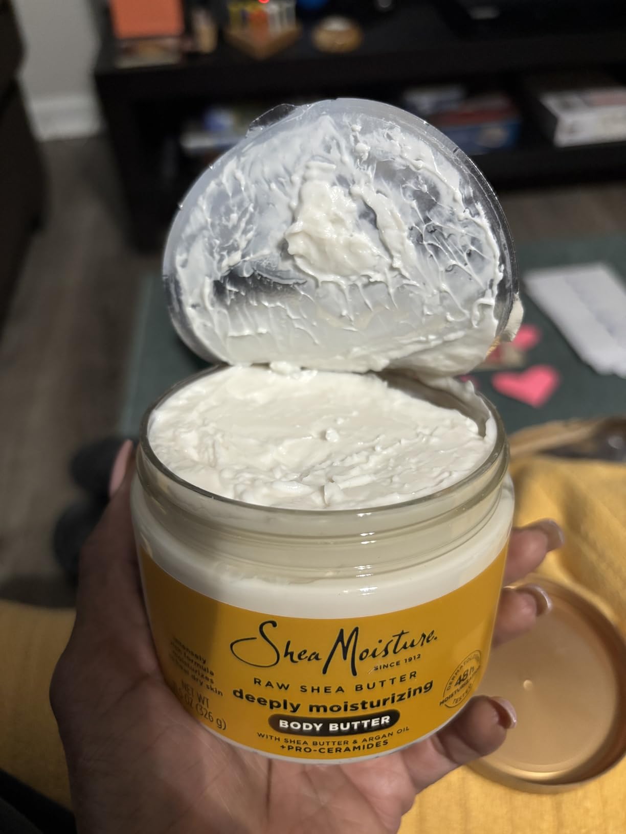 Unilever SheaMoisture Deeply Moisturizing Body Butter with Raw Shea Butter, Argan Oil and Pro-Ceramides, Rich Hydration & Healing of Dry Skin, 48H Moisturizing 11.5 oz