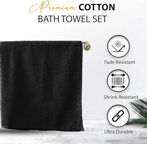 Miniatura 10 de KAHAF COLLECTION Paquete de 6 toallas de baño 100 % algodón, de 24 x 48 pulgadas, de secado rápido, altamente absorbentes, suaves al tacto,