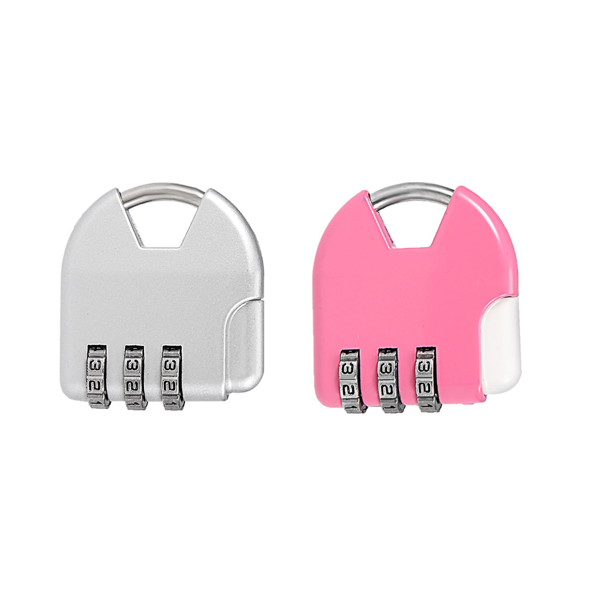 M METERXITY 2 Pack 3 Digit Combination Padlock - Zinc Alloy Indoor Outdoor Padlock, Resettable Code Combo Lock, Apply to Gym Sports Locker (3.2mm, Silver Pink)