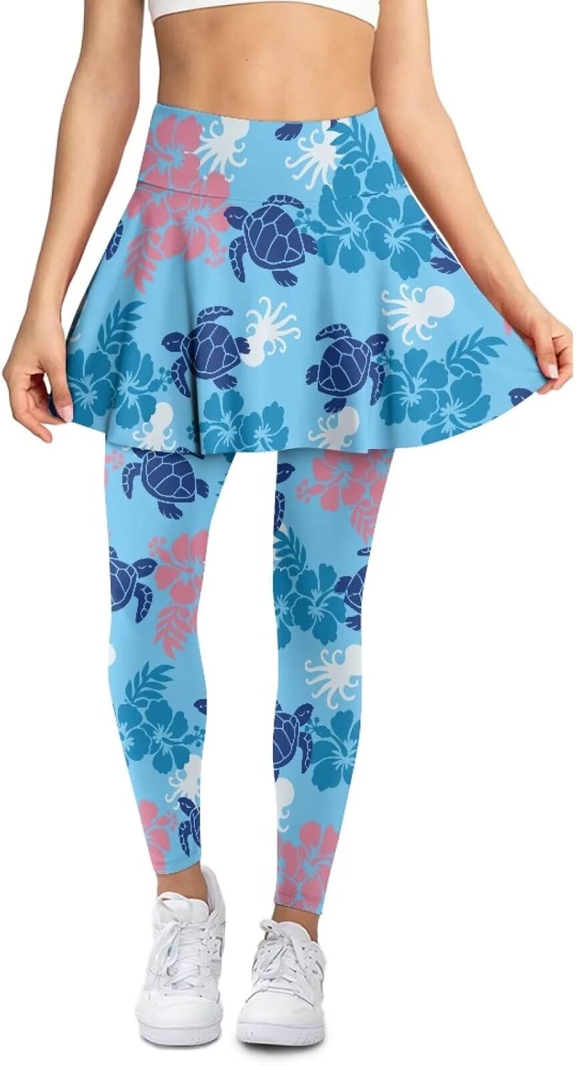 Women's Athletic Skirt with Leggings High Waisted Skort with Leggings Modest Pants Attached Skirts Tennis Pants
