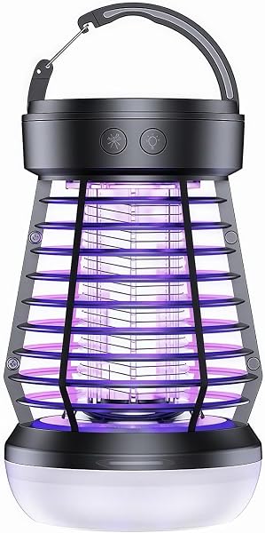 AOKKR Lámpara Antimosquitos UV 2000V, Matamosquitos Eléctrico Recargable 2000mAh con Carga USB, Carcasa ABS Impermeable, Luz LED Suave y Luz SOS, para Camping, Jardín, Balcón y Dormitorio - 1