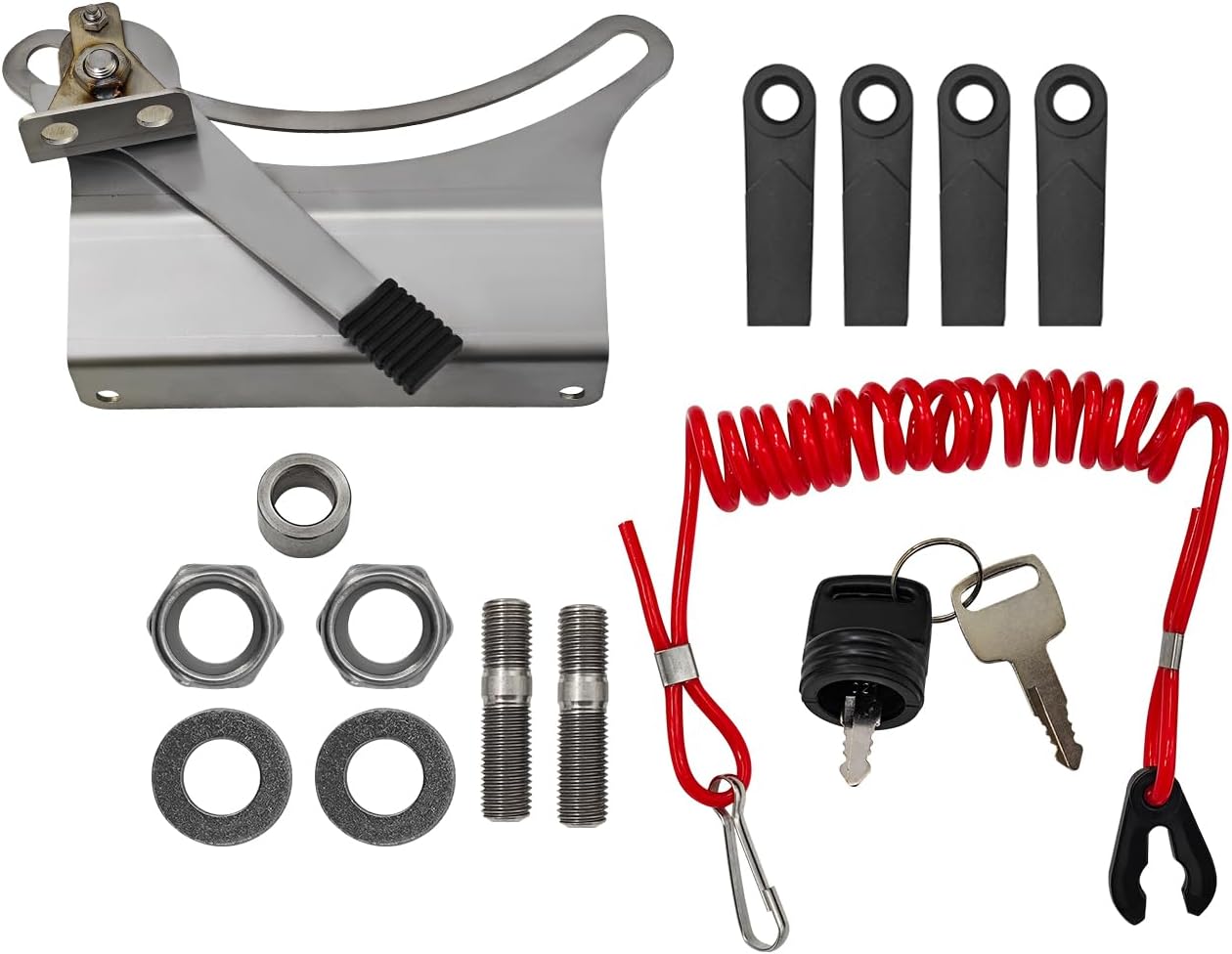 4-Stroke Tiller Handle Assembly with Bracket Compatible with Yamaha F50 F60 F70 80HP 90HP Includes Main Handle Assembly and Tiller Handle Fitting Kit replace 6X4-42102-43-00 6X4 42103 5C 00