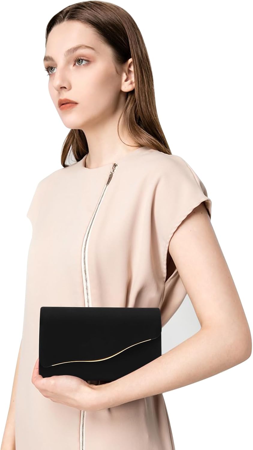 Clutch Purses for Women Evening Bag Faux Suede Formal Party Wedding Cocktail Prom - Image 7