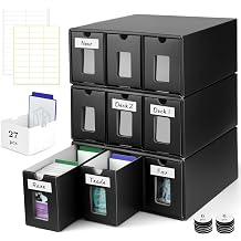 Trading Card Storage Box Card Organizer MTG Card Storage Sports Card Storage - Cardboard Drawer Box with Clear Window, for TCG, PTCG, MTG and Sport Cards With Divider Boxes Black