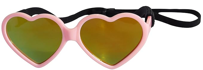 G012 Dog Heart shape vintage retro Sunglasses goggles w retainer strap Medium breeds 20-40lbs