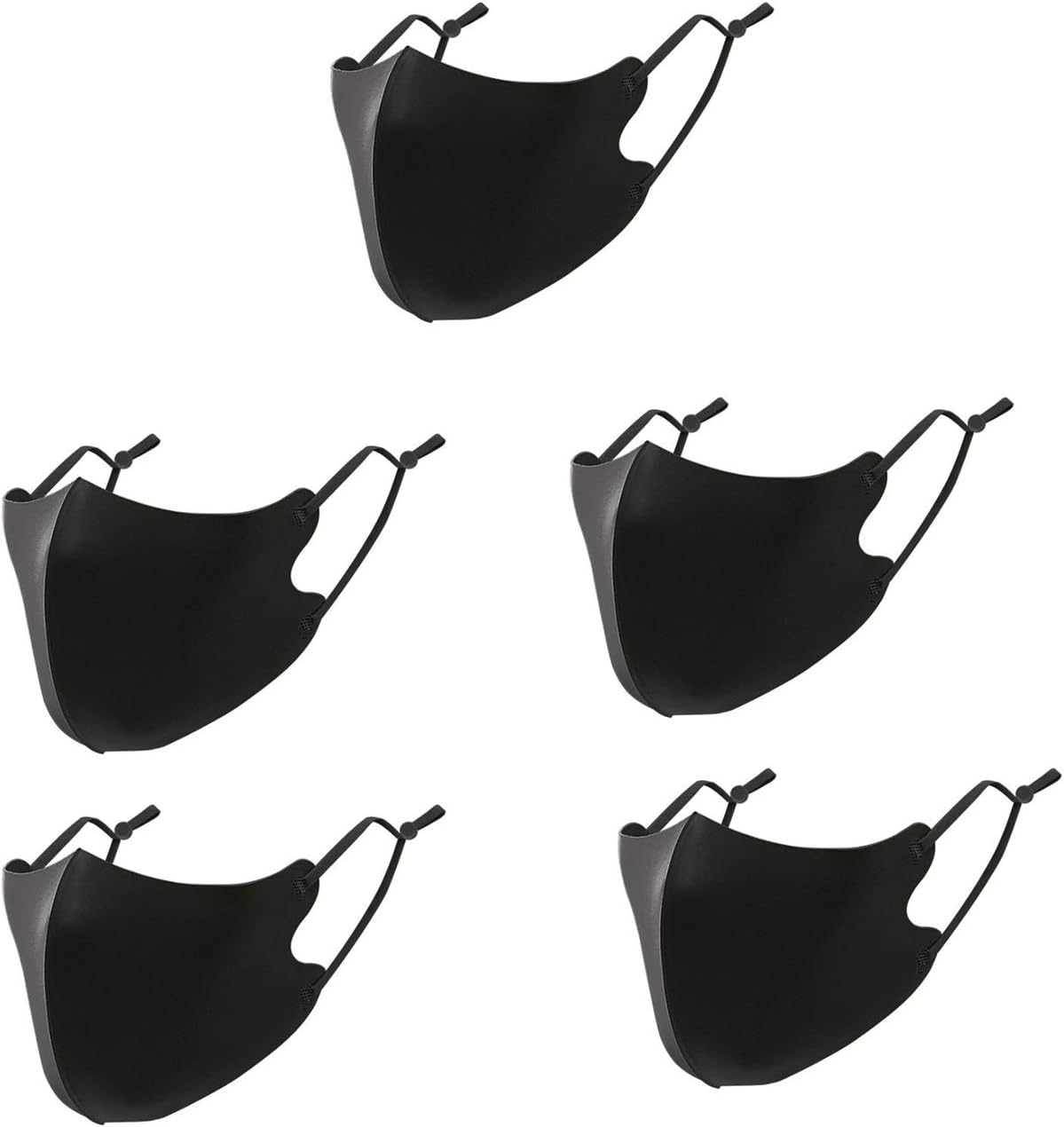 5 Pack Ice Cotton (synthon) Fashion Protective Mask, Unisex Dust Ice Cotton Shield, Reusable Single Layer Ice Cotton Fabric Comfortable Mask, Washable and Breathable(Black)