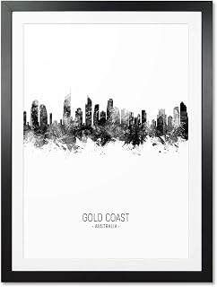 Gold Coast Australia Skyline art print poster, FRAMED with mount option -6459