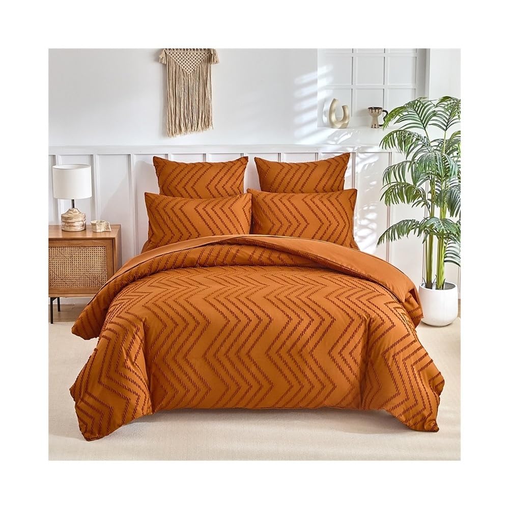 VHKJewE Soft Tufted Textured Bedding Set, 3Pcs Microfiber Duvet Cover with Zipper Closure and 4 Ties .(Twin (135 * 200cm))