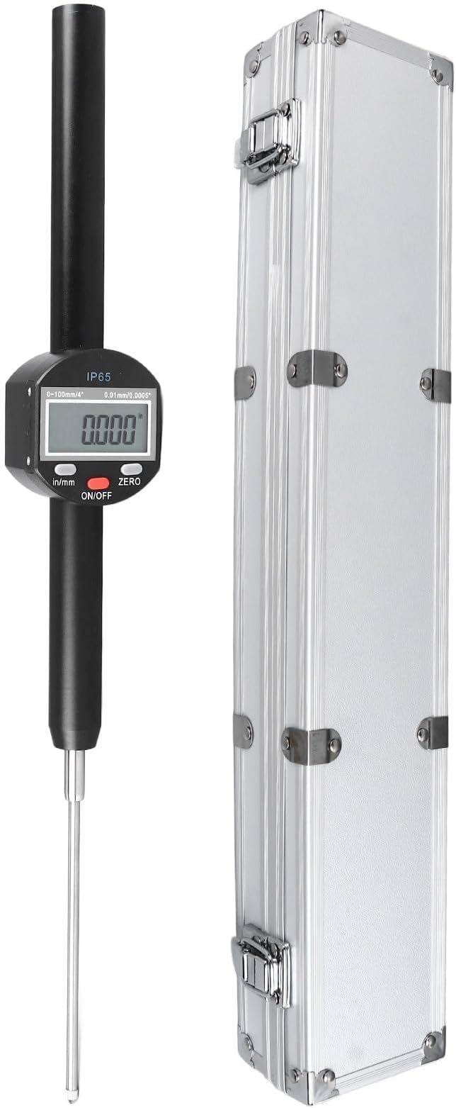 Digital Dial Indicator,0-100mm Range Professional Dial Indicator,0.01mm/ 0.0005" Tolerance Function Inch/Metric Measuring Tool, Ip65 High Accuracy,With Storage Box