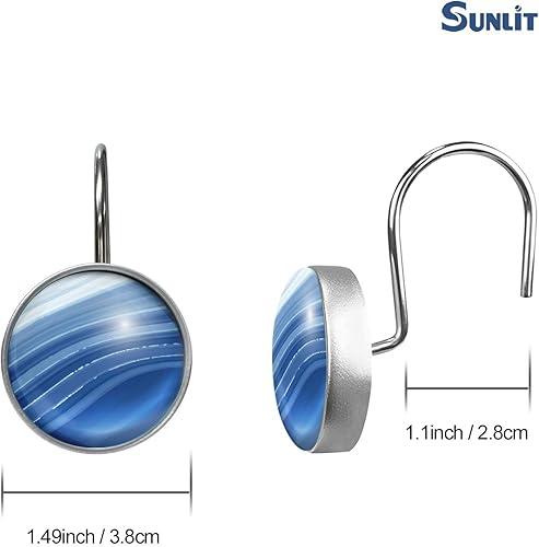 Miniatura 2 de Sunlit Ganchos decorativos redondos de cristal para cortina de ducha, anillos de cortina de ducha de metal aceitado a prueba de óxido, paquete de