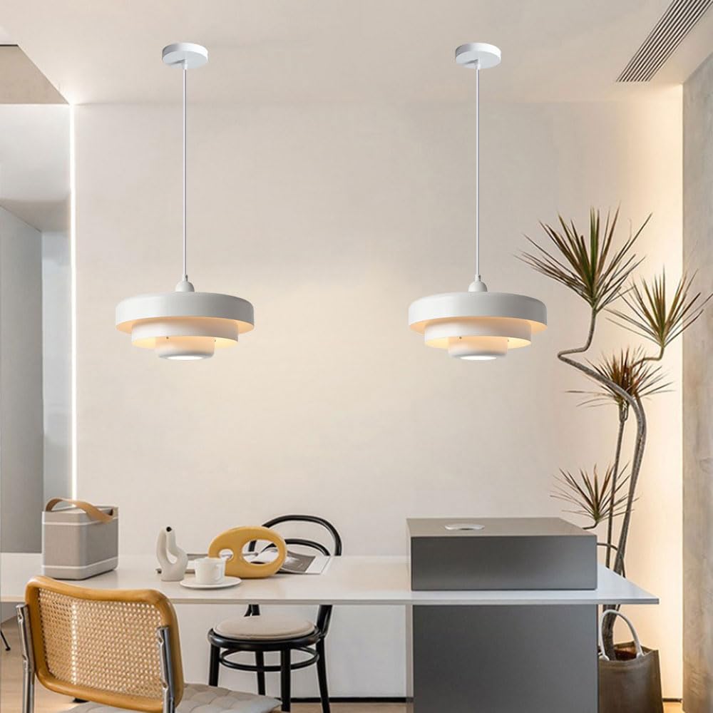 Lampada a Sospensione Minimalista in Metallo Bianco