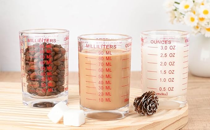 Vasos medidores de vidrio rojo 90 ml paquete de 2 miniatura 3