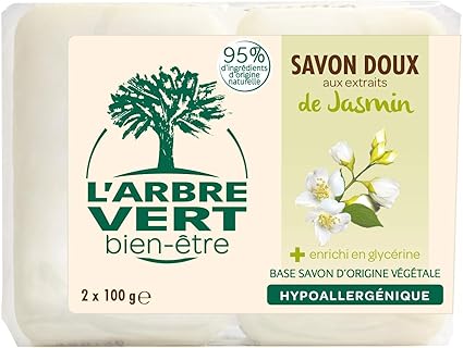 Savon Solide Jasmin L&rsquo;Arbre Vert – 2 x 100 g