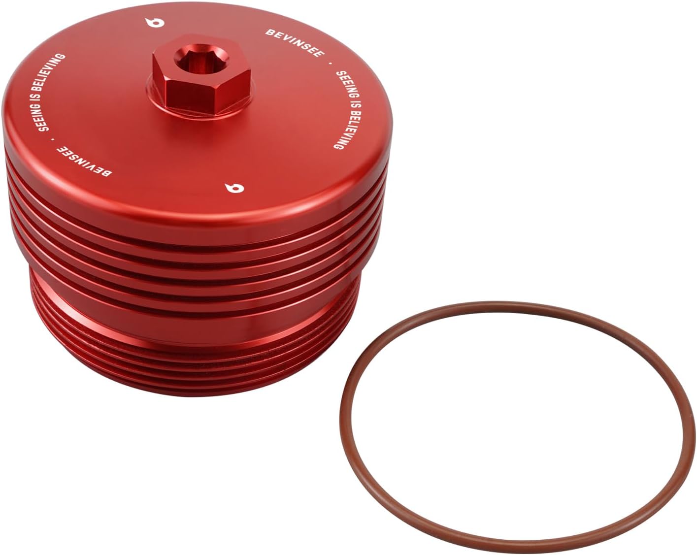 Bevinsee Oil Filtrar Housing Cap Compatible with E90 E92 E91 E93 E60 E61 E81 E82 E84 E87 E88 320i 323i 325i 328i 335i 330i 523i 525i 528i 530i 535i N52 N54 N55 S55 Engines, Replaced 11427525334, Red