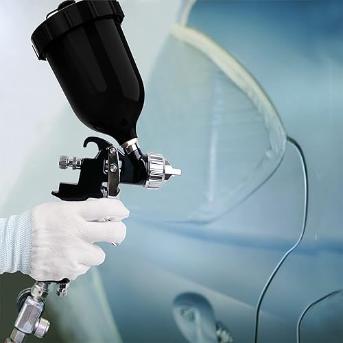 Miniatura 7 de Pintor neumático de alimentación por gravedad económica con boquillas de 0.055 in, 20 onzas, 600 cc