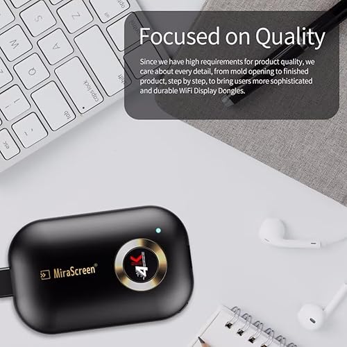 Vista 5 de SmartSee Receptor de pantalla inalámbrico HD 5G WiFi 4K 1080P Adaptador de espejo fundido para iPhone Mac iOS Android a TV proyector compatible