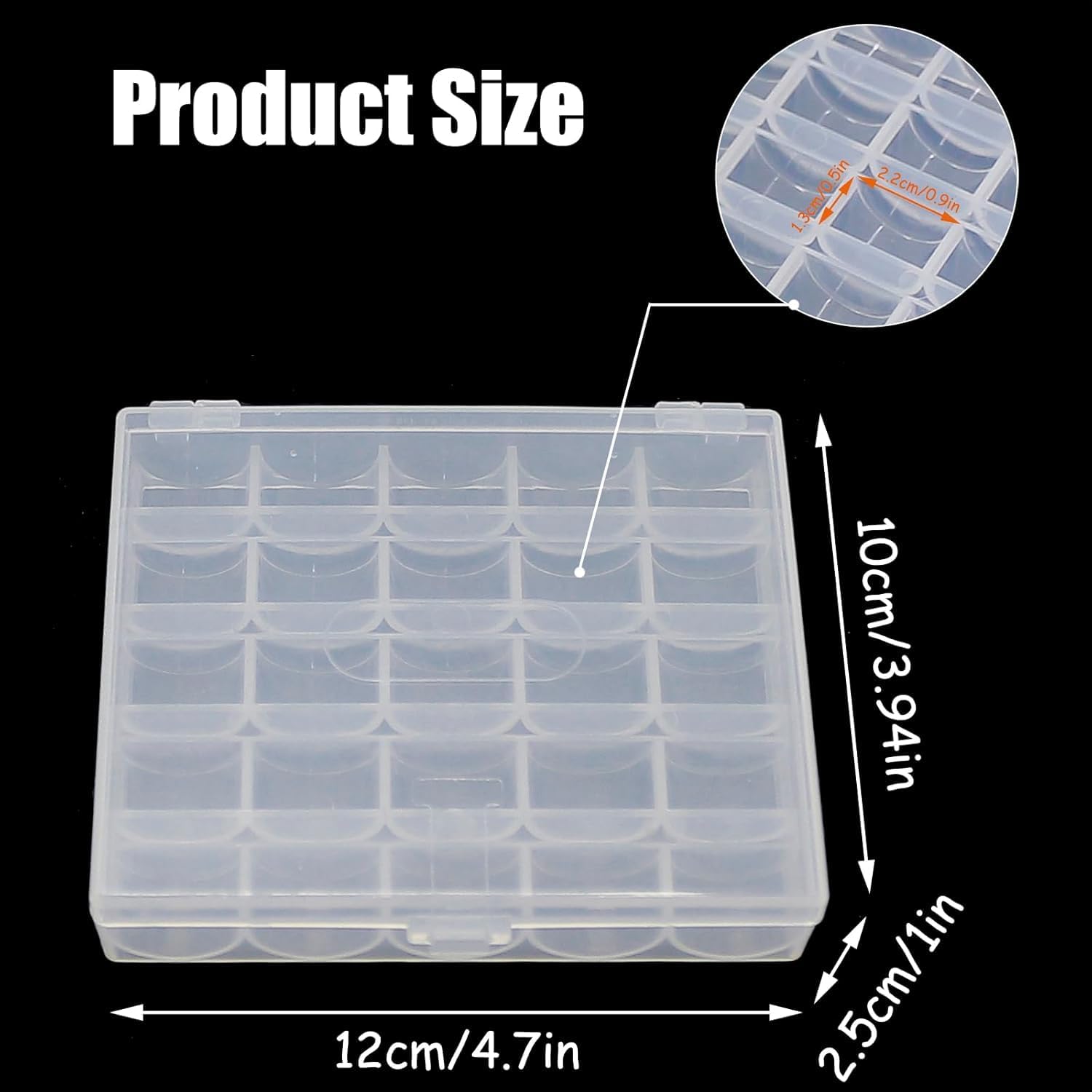 SHONIL Sewing Machine Transparent/Clear Bobbin Pack of 25 with Box : Plastic Bobbins, Tailoring Tools - Perfect for Regular Sewing Machine Like Storage Box for Bobbin 4