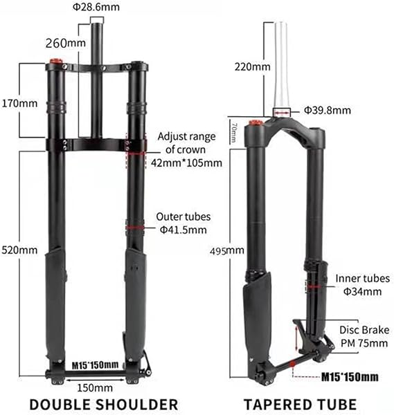 MTB Fork Suspensao de Bike 29 m+t+b Electric Bike Snow Bike Mountain Air Inverted Fork 15x150mm Axle 26 * 5.0 Shoulders(20inch150Straight)
