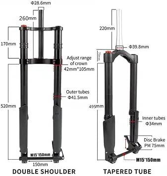 MTB Fork Suspensao de Bike 29 m+t+b Electric Bike Snow Bike Mountain Air Inverted Fork 15x150mm Axle 26 * 5.0 Shoulders(20inch150Straight)