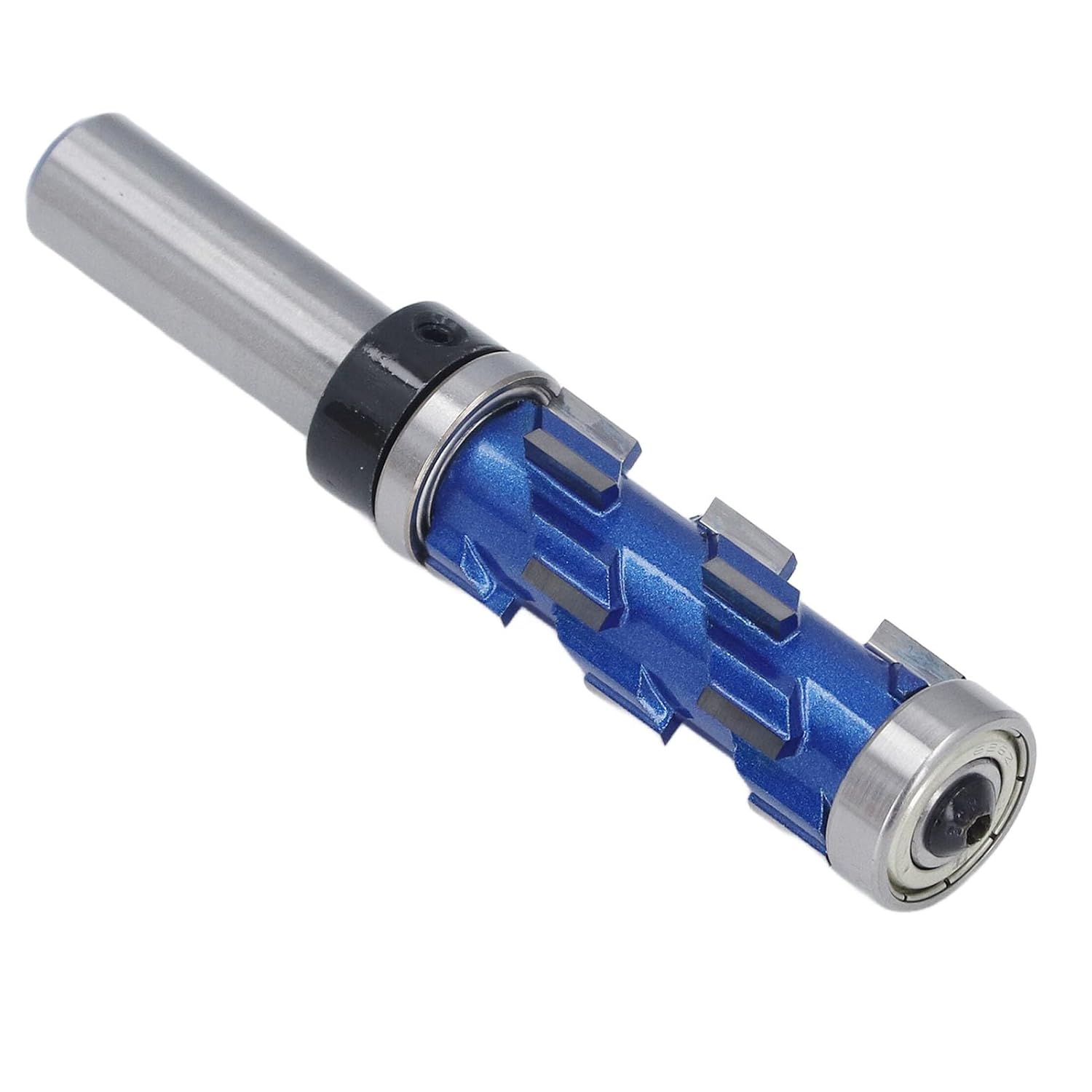 Spiral Flush Trim Router Bit, 1/2in Shank 3/4in Diameter 1 11/16in Cut Length, Tungsten Alloy Double Bearing Trimming Bit for Woodworking Template Pattern Routing