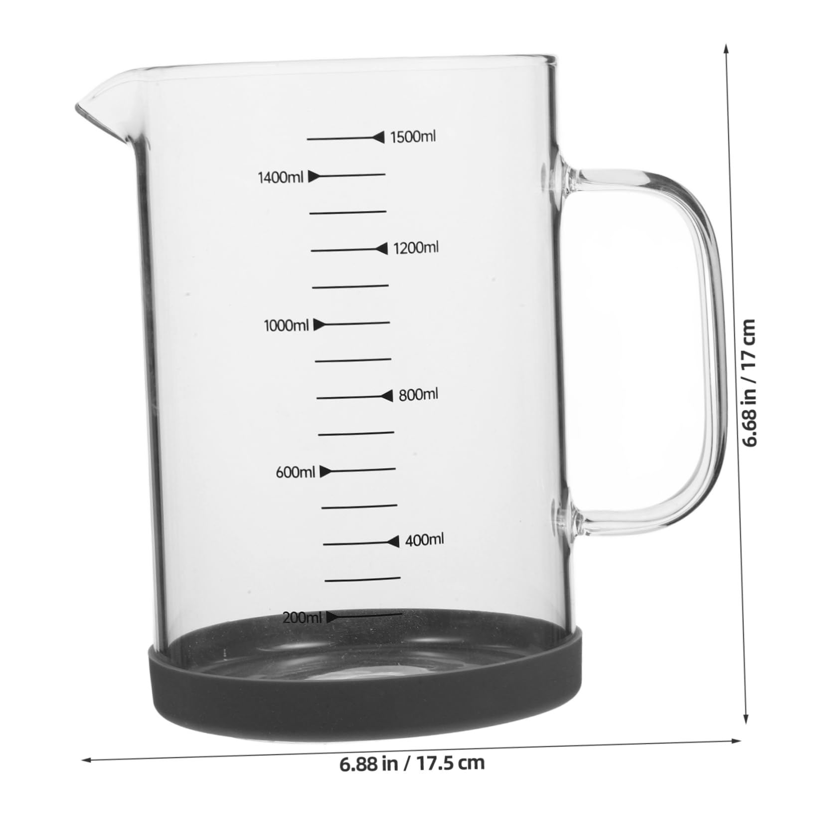 Cabilock Tasse à Mesurer Outil de Mesure Liquide en Verre Borosilicate 1500ml Pratique et Solide Légère et Précise pour Maison et Hôtel