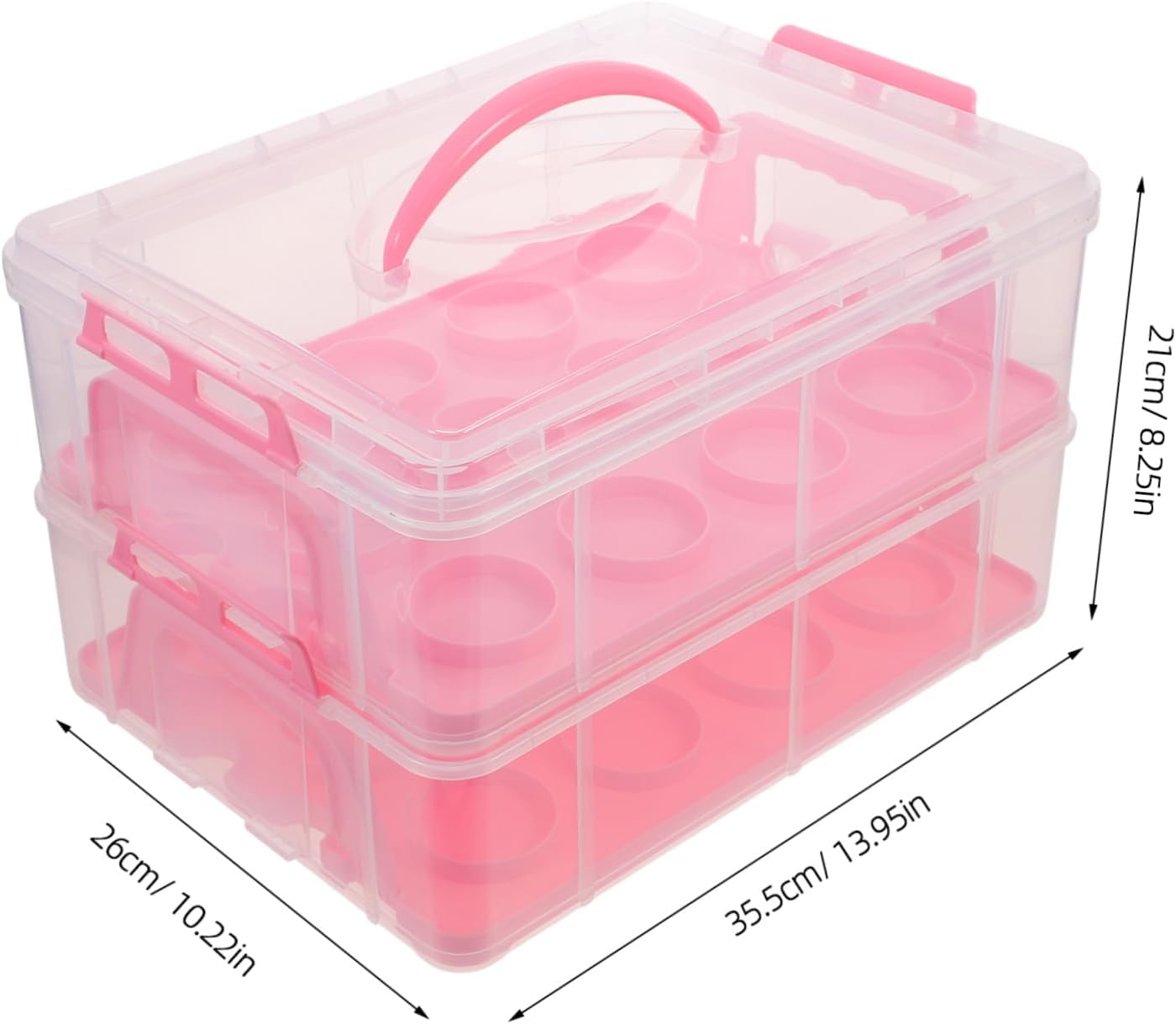 PRETYZOOM Transport Multi-layer Cupcake Carrier Box Handle Versatile Cupcake Containers for Safe Cake Packing for Parties and Events Design