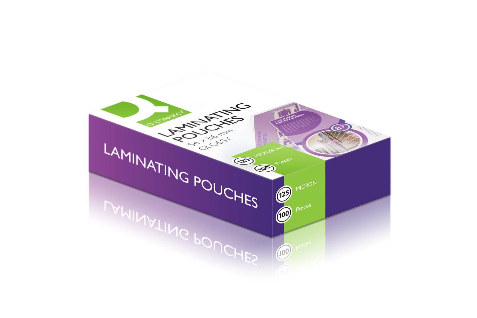 Q-Connect 125 Micron Laminating Pouch, 54 x 86 mm - Pack of 100