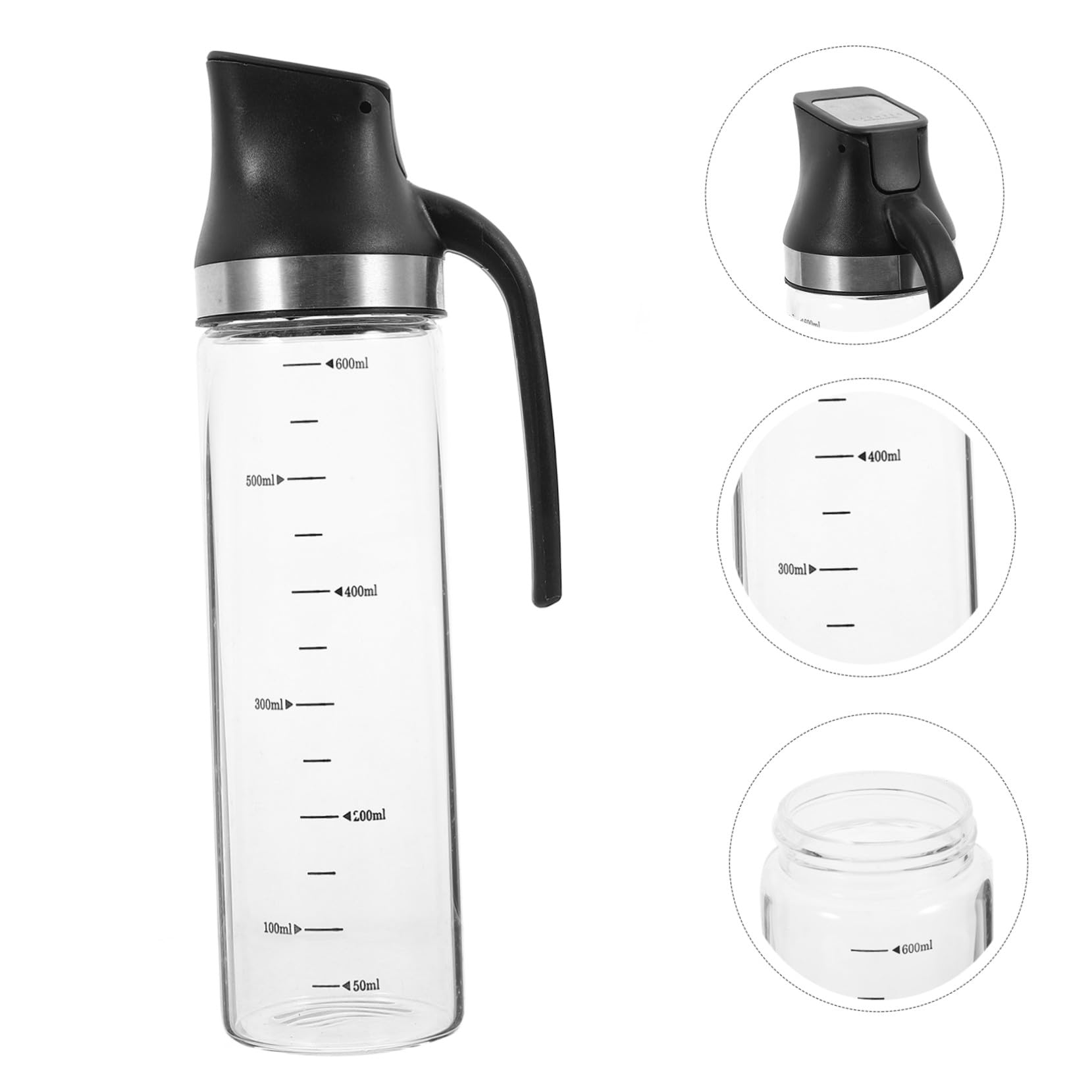 Aceitera de Vidrio con Apertura Automática y Tapa de Acero Inoxidable