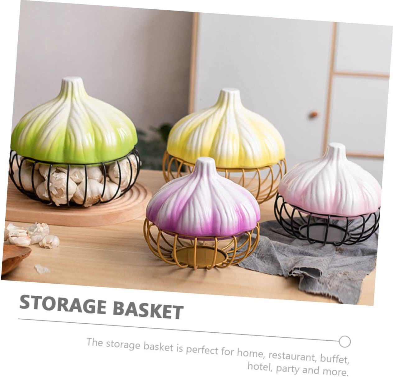 Cabilock Kitchen Garlic Holder and Multi-function Egg Basket Ceramic Storage for Garlic Eggs and Kitchen Supplies for Home Restaurant and Buffet Use Space-saving Decorative Organizer