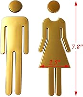 Vista 3 de Premium Funny Bathrooms Signs Acrylic Adhesive Backed Unisex Bathroom Sign 7.8"(Golden Matte)