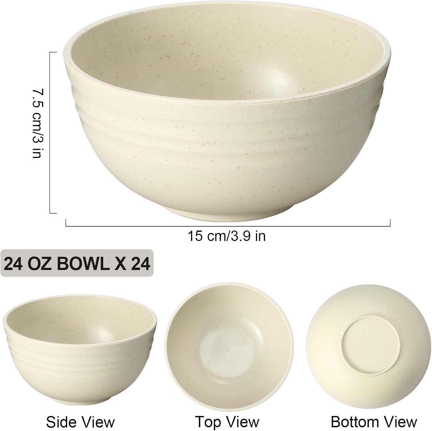 Eccliy 24 Pcs Wheat Straw Bowl Sets, Unbreakable Cereal Bowl 24 oz, Microwave and Dishwasher Safe Bowls for Cereal, Salad, Snack and Soup, Winter Style(Pink, Mint Green, Blue, Beige)