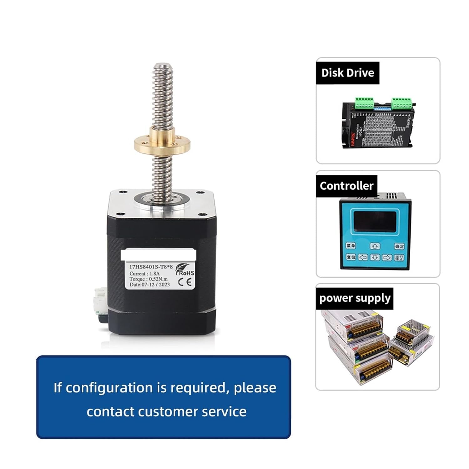 Nema17 scerw Motor 17HS8401S-T8 Screw L250-350mm Free shpping Lead Screw Mill Cut Engraving Machine for 3D Printer(17HS8401S-T8-250mm)